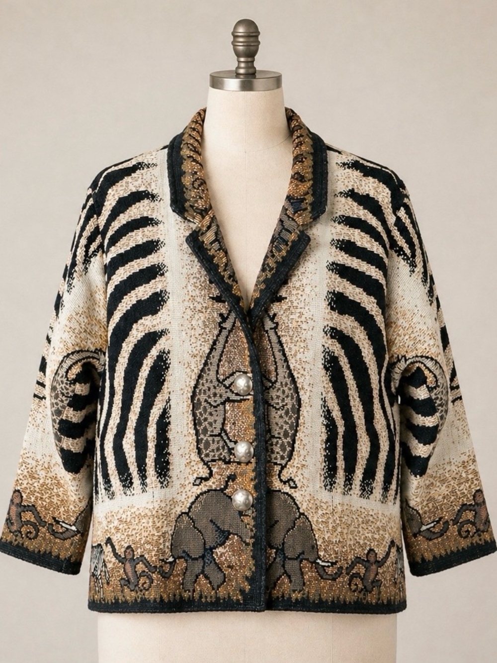 PAINTED PONY Animal Print Tapestry Jacket S M L XL Pockets Safari Unique Artsy